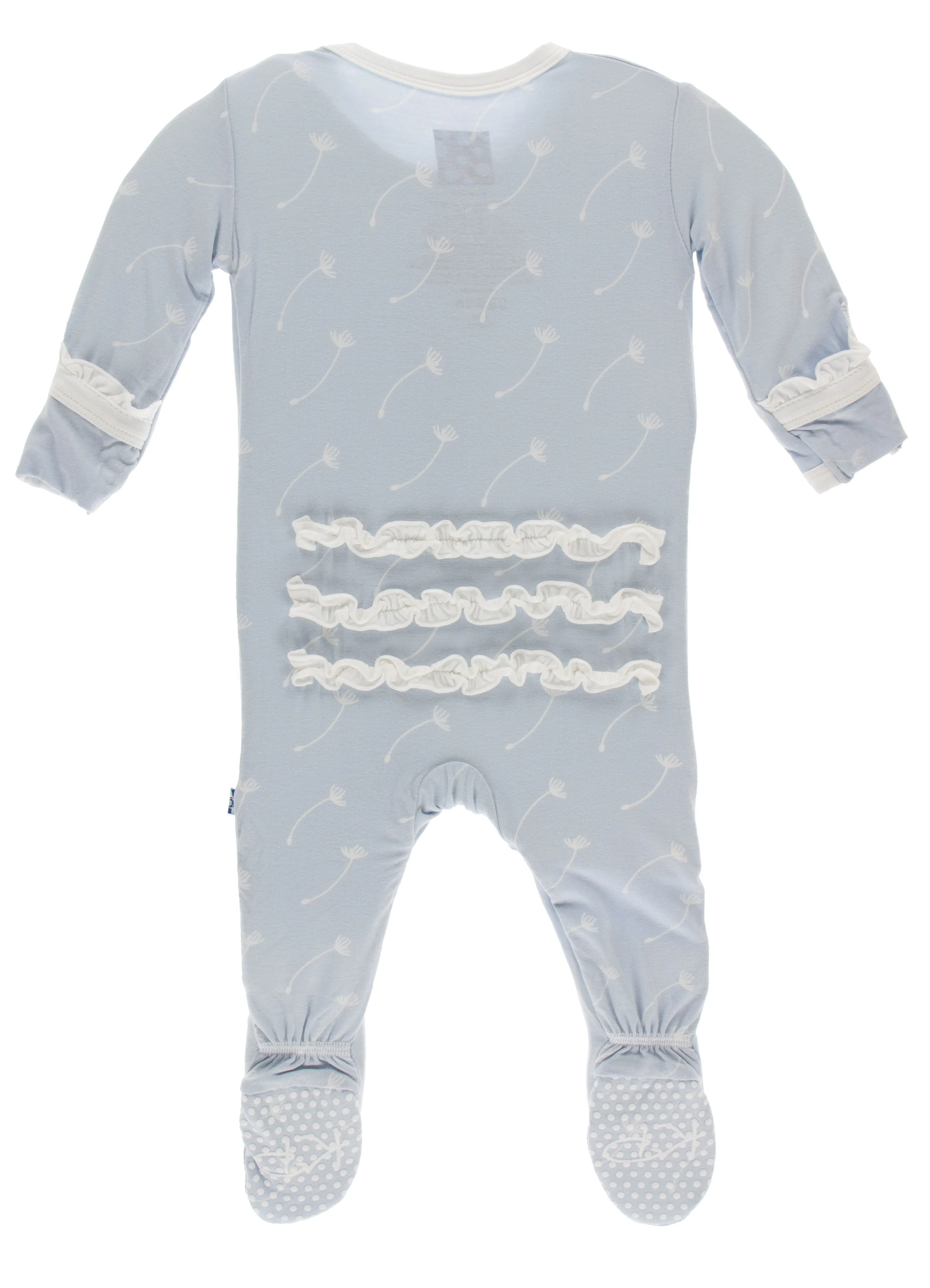 KicKee Pants Dew Dandelion Seeds Classic Ruffle Footie with Zipper