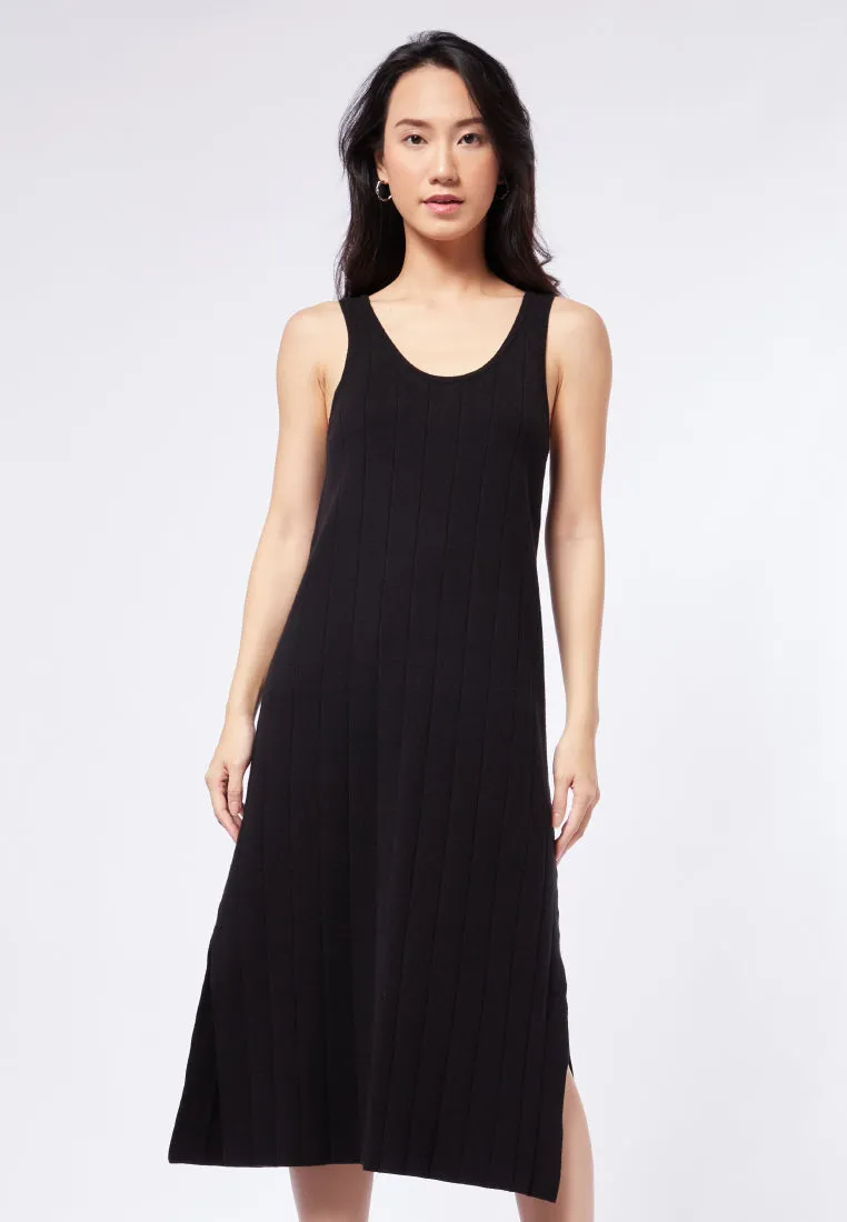Knit Midi Dress with Side Slit Details