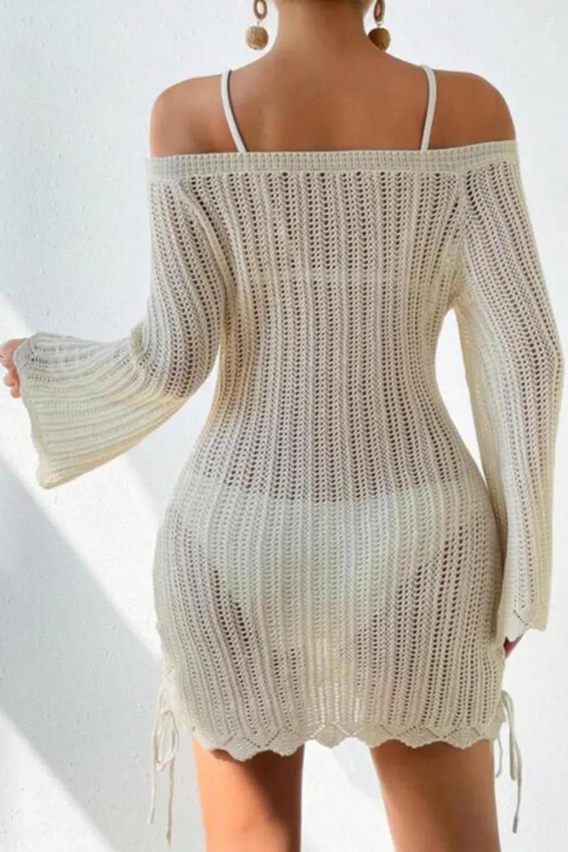 Knit Off The Shoulder Hollow Dress