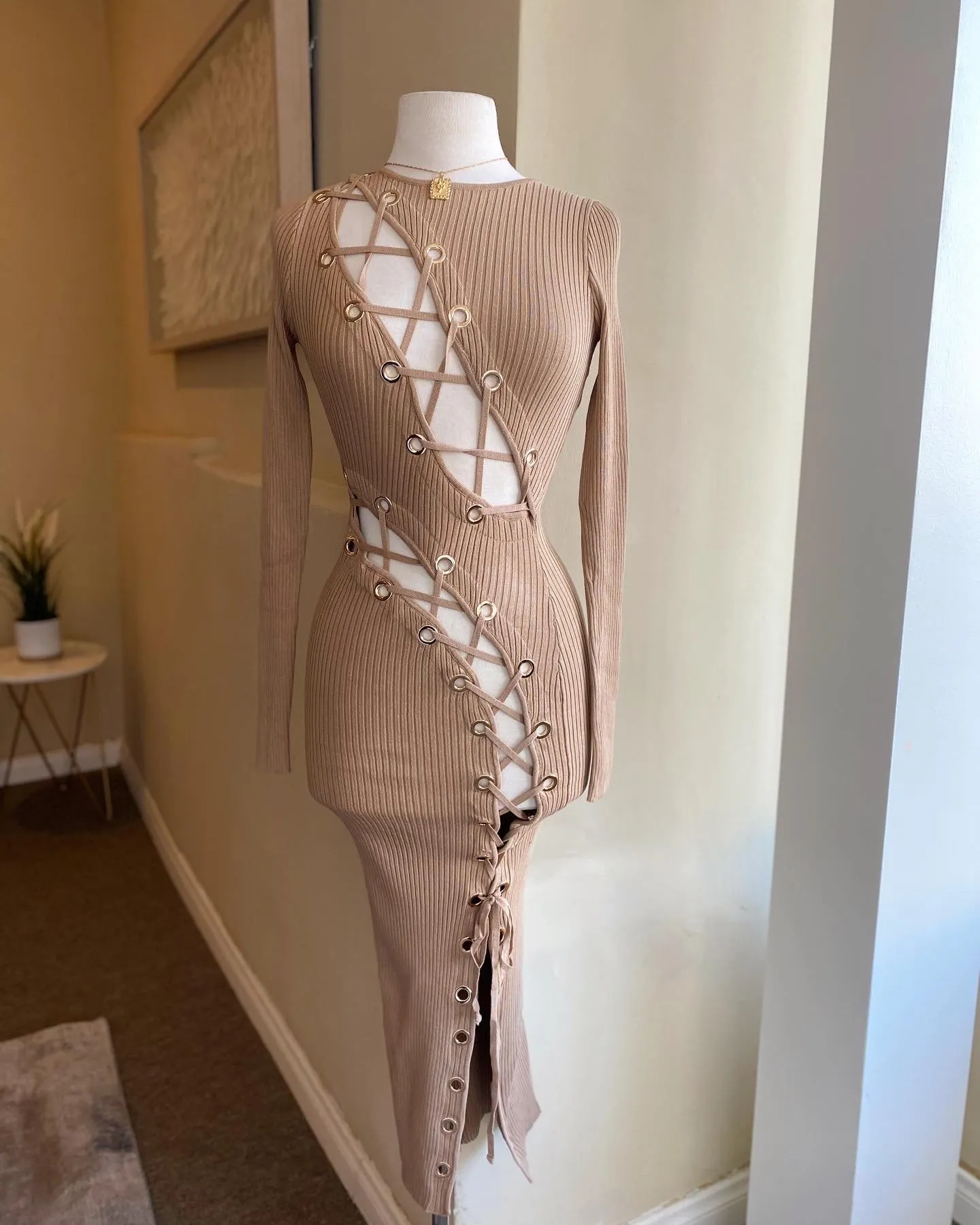 Lace Up Sweater Dress