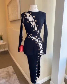 Lace Up Sweater Dress