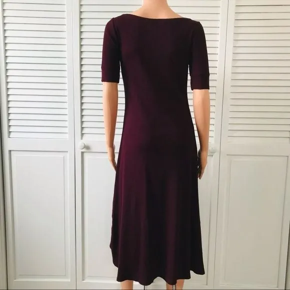 LAUREN RALPH LAUREN Burgundy Short Sleeve Sweater Dress Size XS
