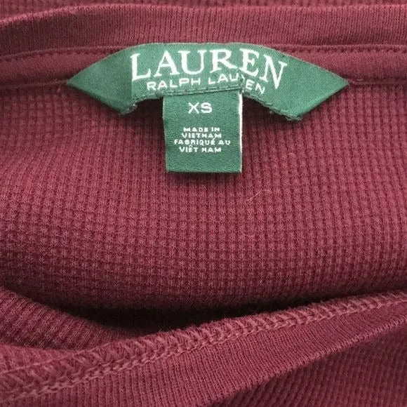 LAUREN RALPH LAUREN Burgundy Short Sleeve Sweater Dress Size XS