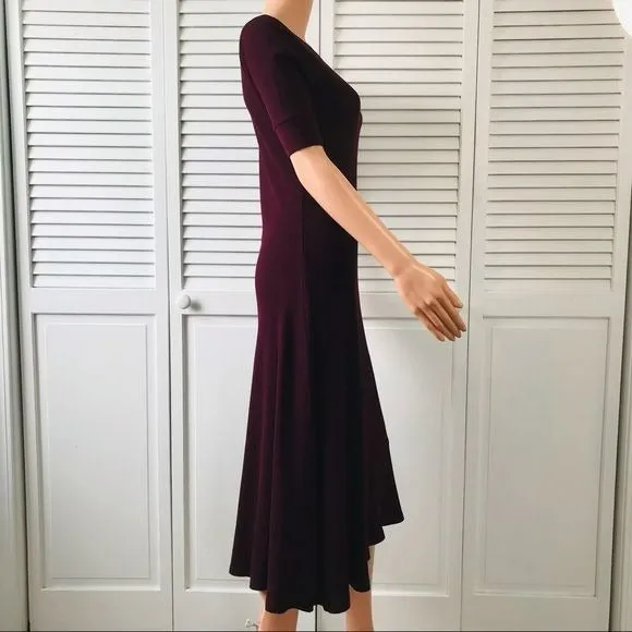 LAUREN RALPH LAUREN Burgundy Short Sleeve Sweater Dress Size XS