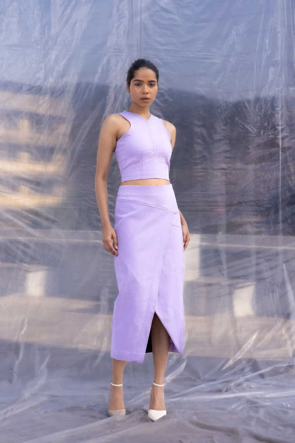 Lilac Denim Skirt