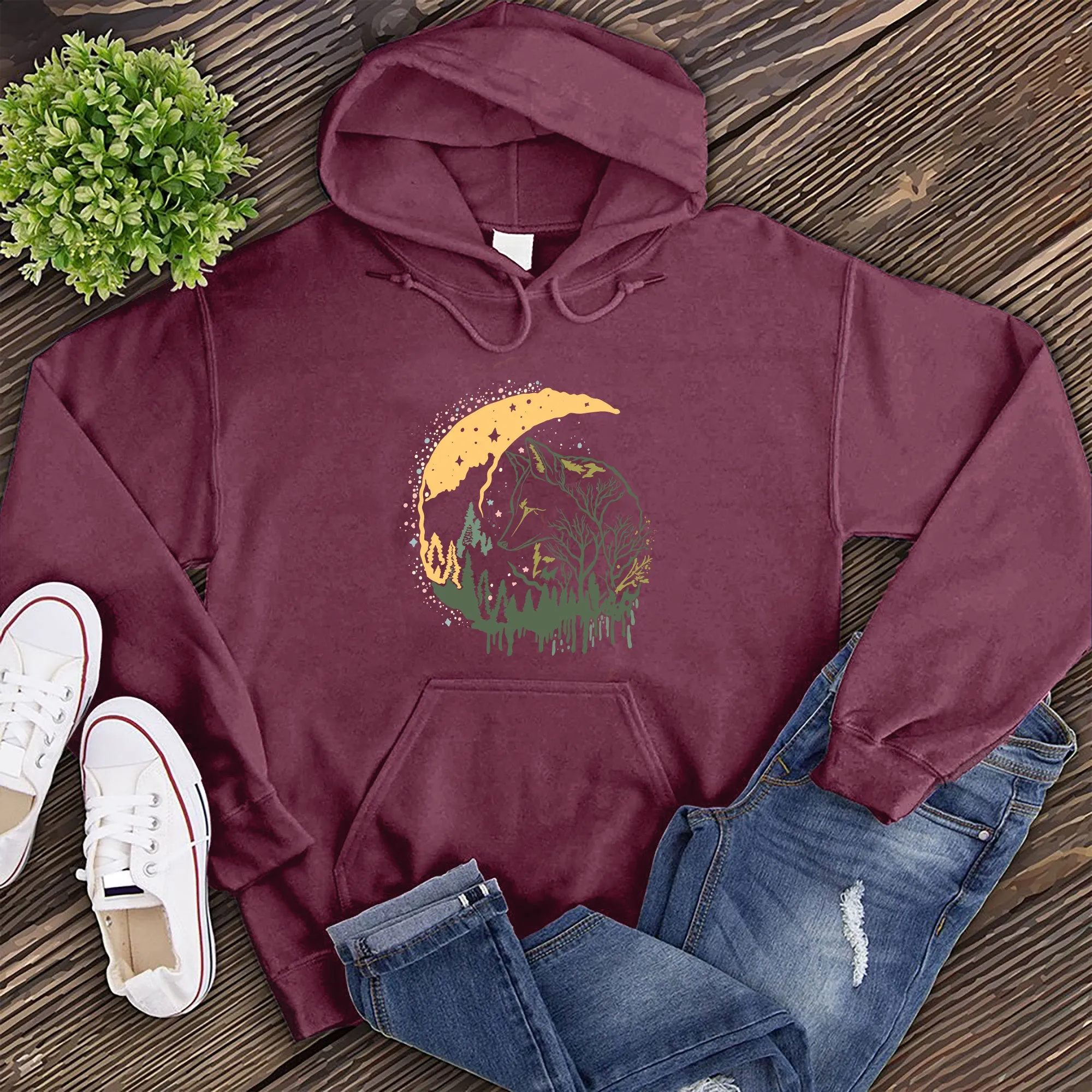 Lunar Wolf Forest Hoodie
