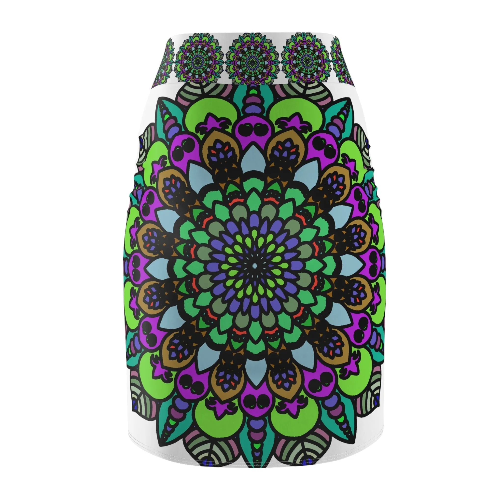 Mandala Pencil Skirt - Purple, Azure, Iridescent