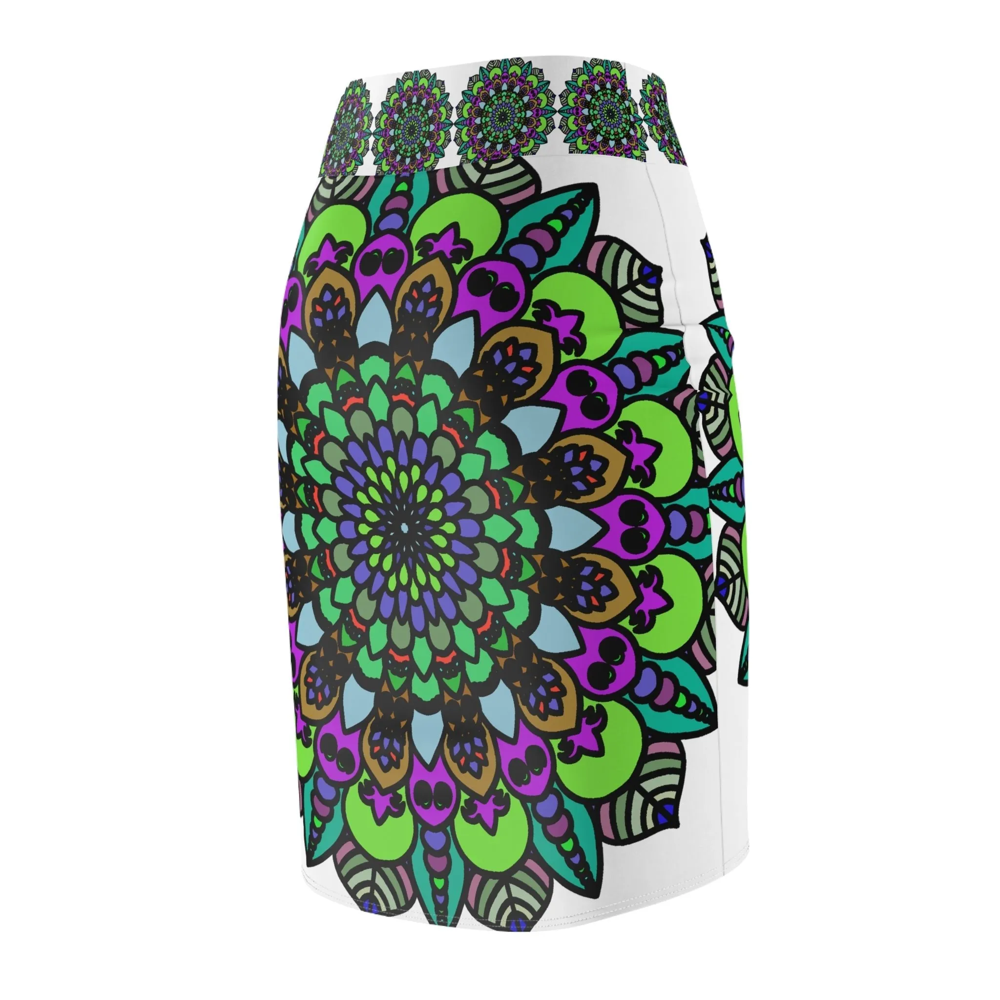 Mandala Pencil Skirt - Purple, Azure, Iridescent