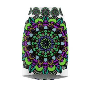 Mandala Pencil Skirt - Purple, Azure, Iridescent