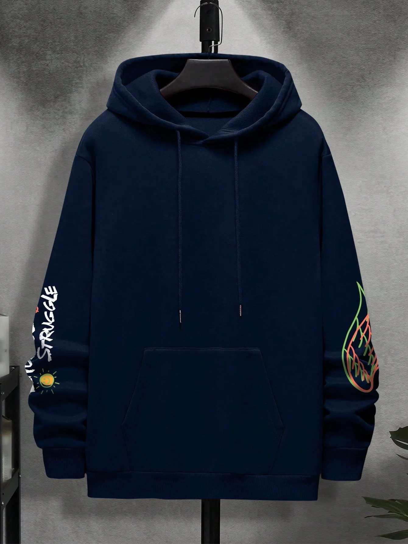Manfinity Dauomo Men Bear And Letter Graphic Drawstring Hoodie