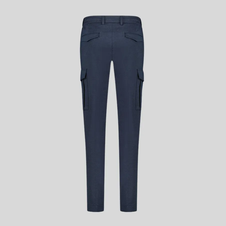 Melange Jersey Drawstring Cargo Pants - Navy