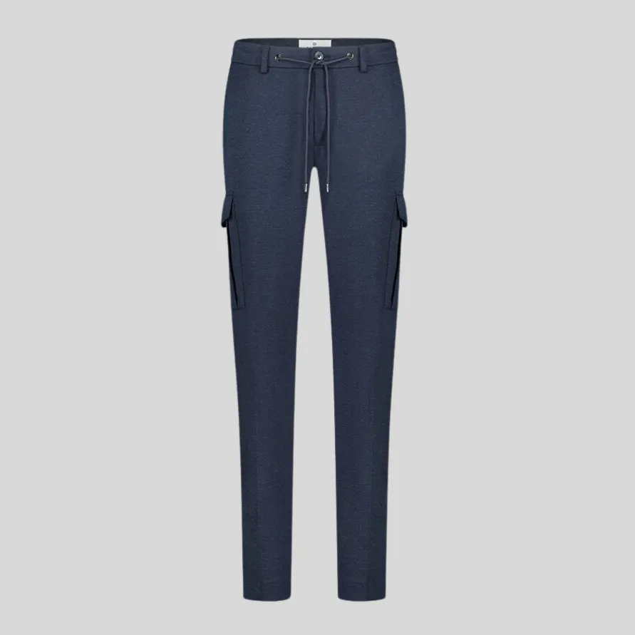 Melange Jersey Drawstring Cargo Pants - Navy