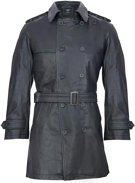 Men's Black Genuine Leather Coat Jacket