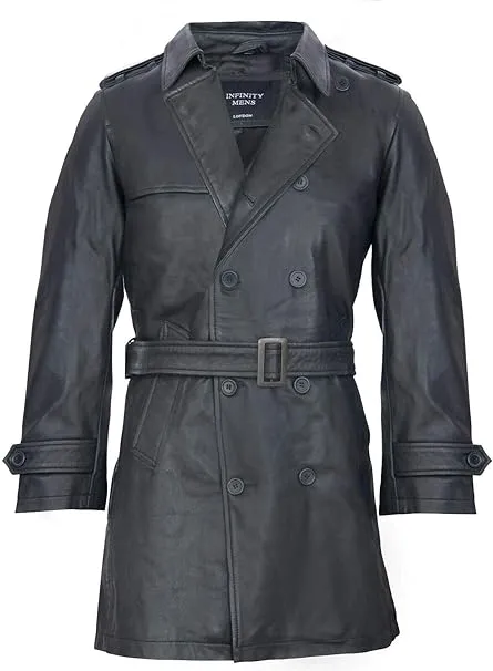 Men's Black Genuine Leather Coat Jacket