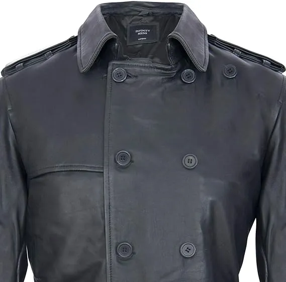 Men's Black Genuine Leather Coat Jacket