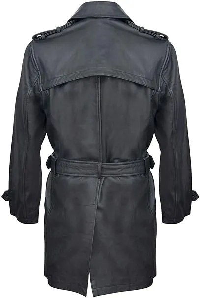 Men's Black Genuine Leather Coat Jacket