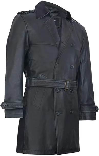 Men's Black Genuine Leather Coat Jacket
