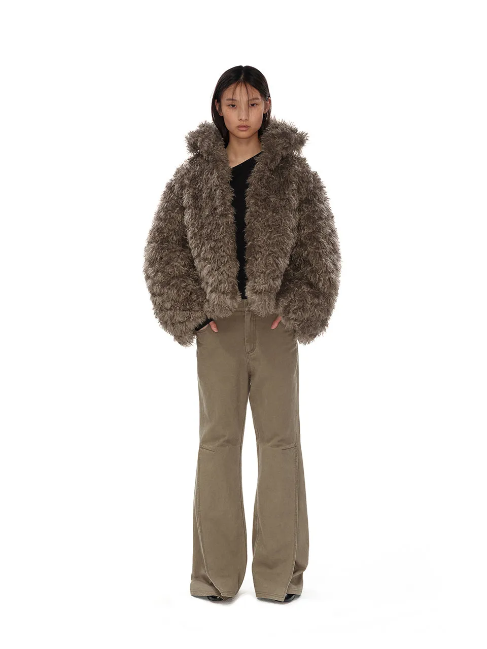 Mid-length curly fur coat