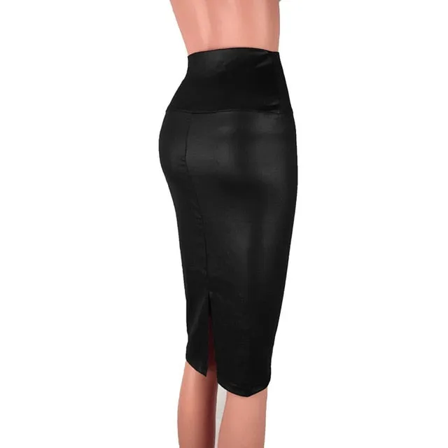 Mid-Rise Back Split Pencil Skirt