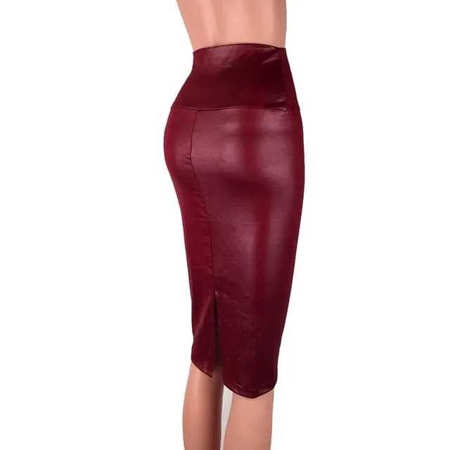 Mid-Rise Back Split Pencil Skirt