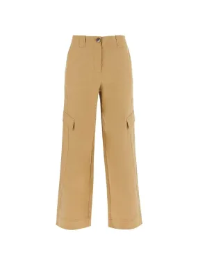Mid Waist Herringbone Cargo Trousers