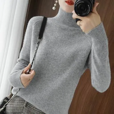 Mink Cashmere Cotton Blend Turtleneck Sweater