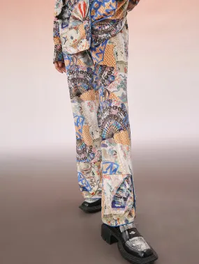 MUKZIN Floral Drape Sheer Printed Trousers