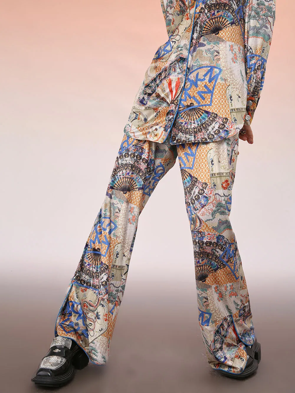 MUKZIN Floral Drape Sheer Printed Trousers