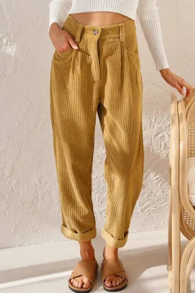 Mustard corduroy straight leg pant