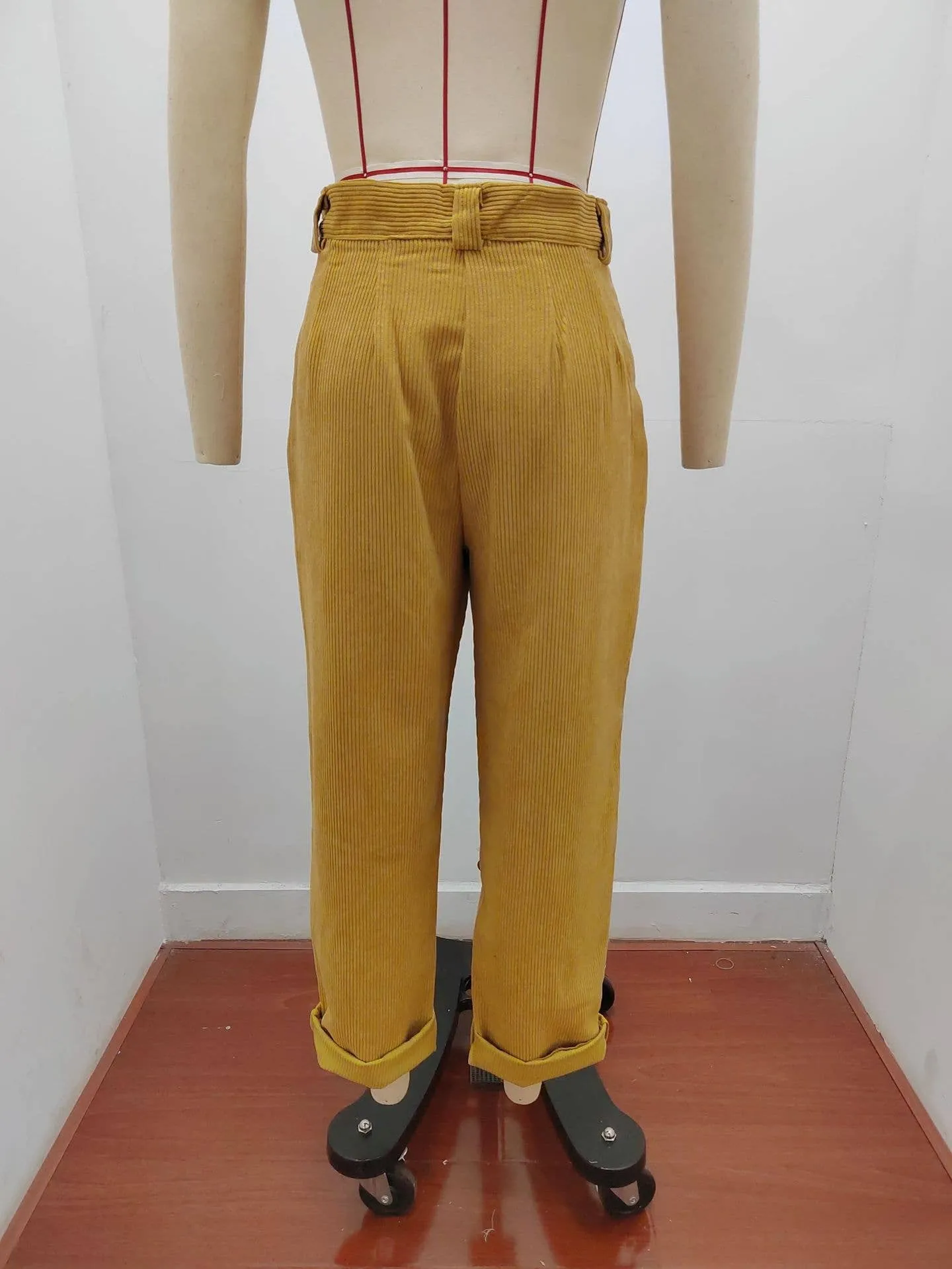 Mustard corduroy straight leg pant