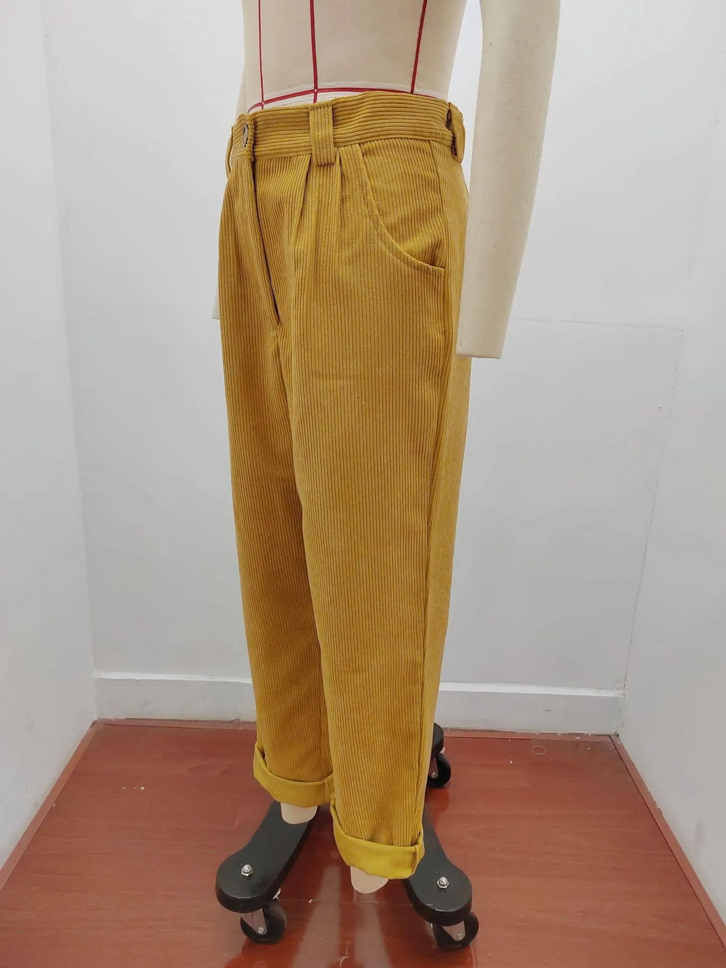 Mustard corduroy straight leg pant