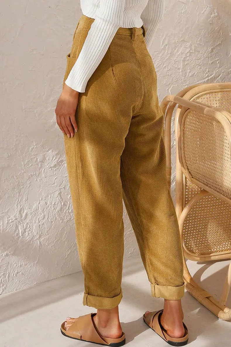 Mustard corduroy straight leg pant