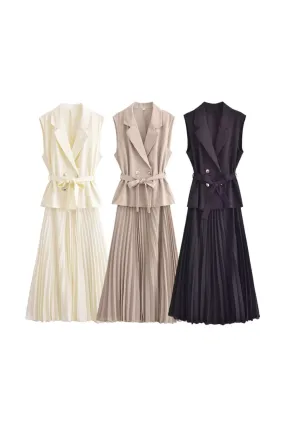 ’Naomi ‘ Sleeveless Pleated Dress (3 Color)