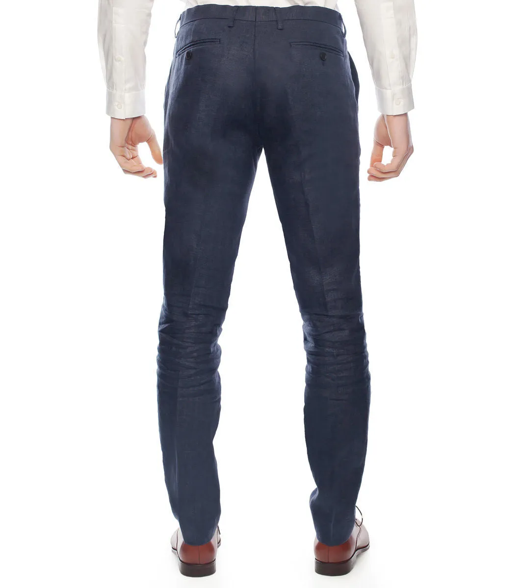 Navy Linen Pant