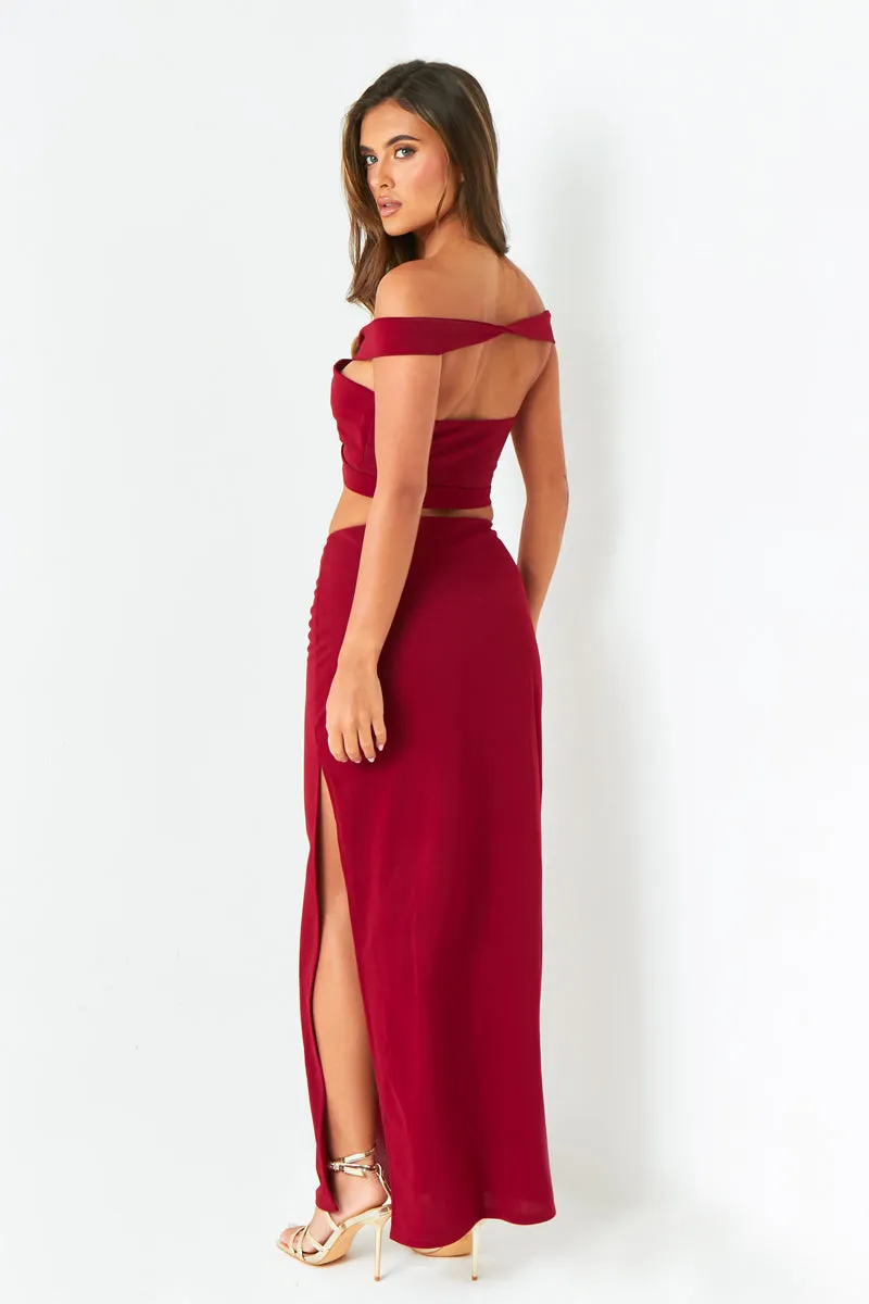 Naya Wine Pencil Maxi Skirt