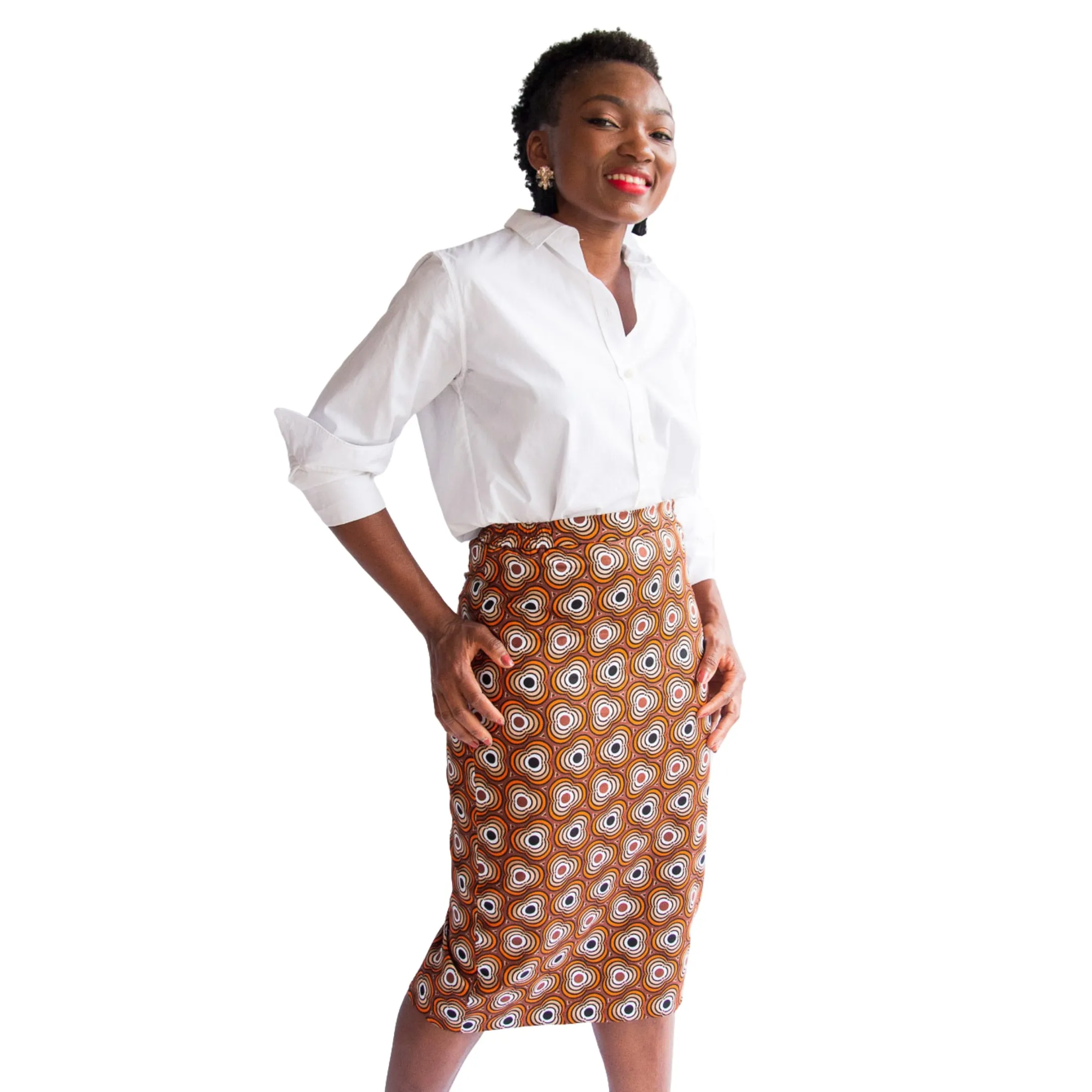 Àníké Pencil Skirt (Brown/Orange/Black)
