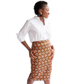 Àníké Pencil Skirt (Brown/Orange/Black)
