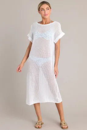Ocean Therapy White Open Knit Cover Up Dress