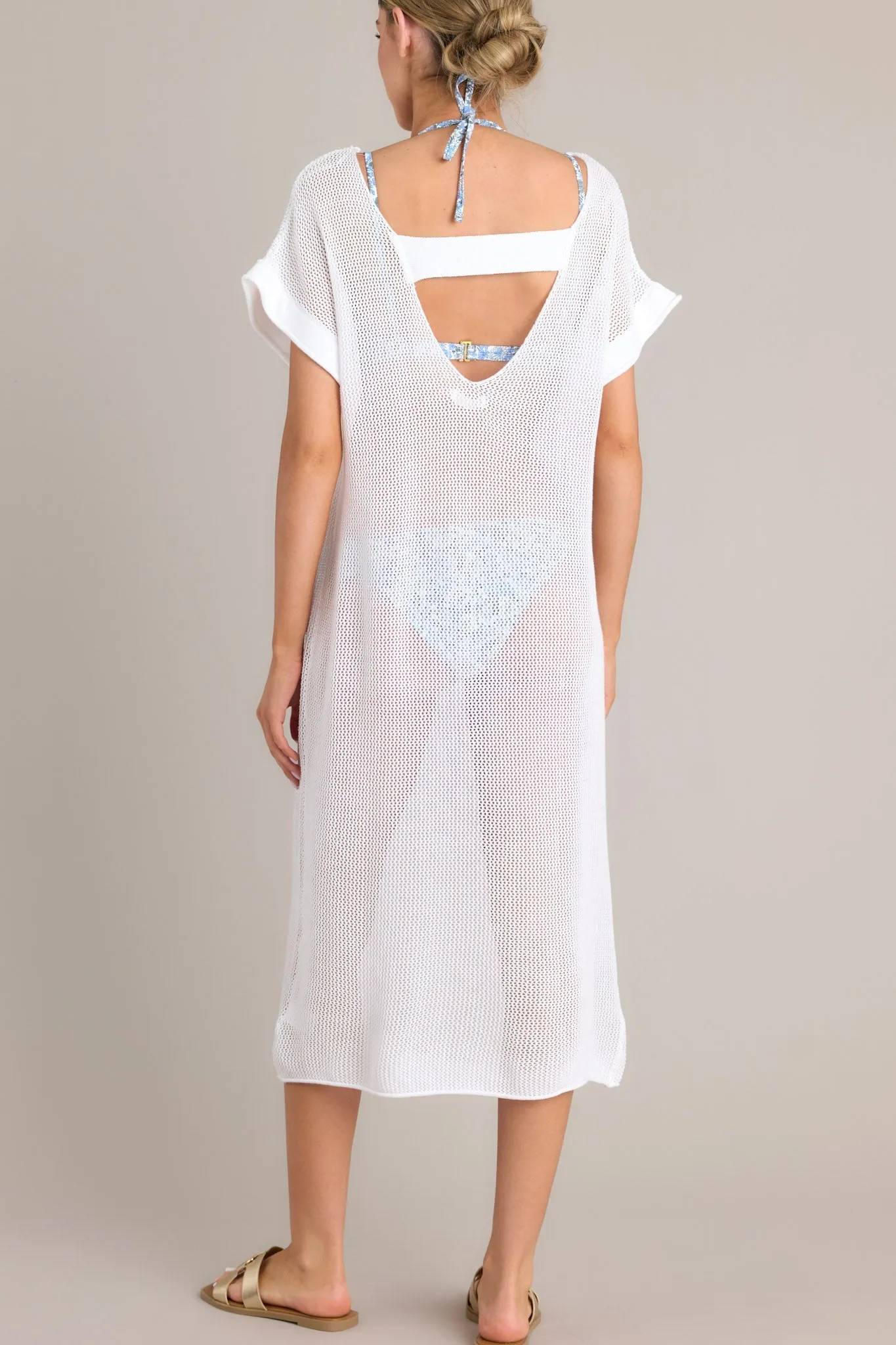 Ocean Therapy White Open Knit Cover Up Dress
