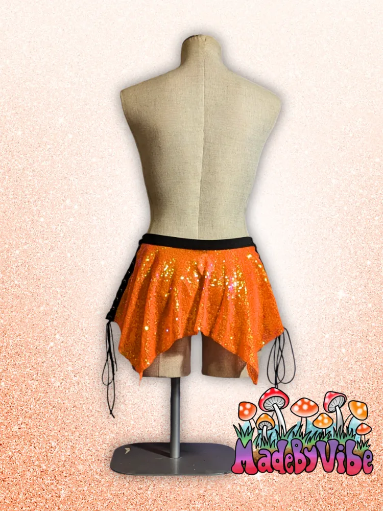 Orange Sequin Pixie Skirt - Ready To Ship