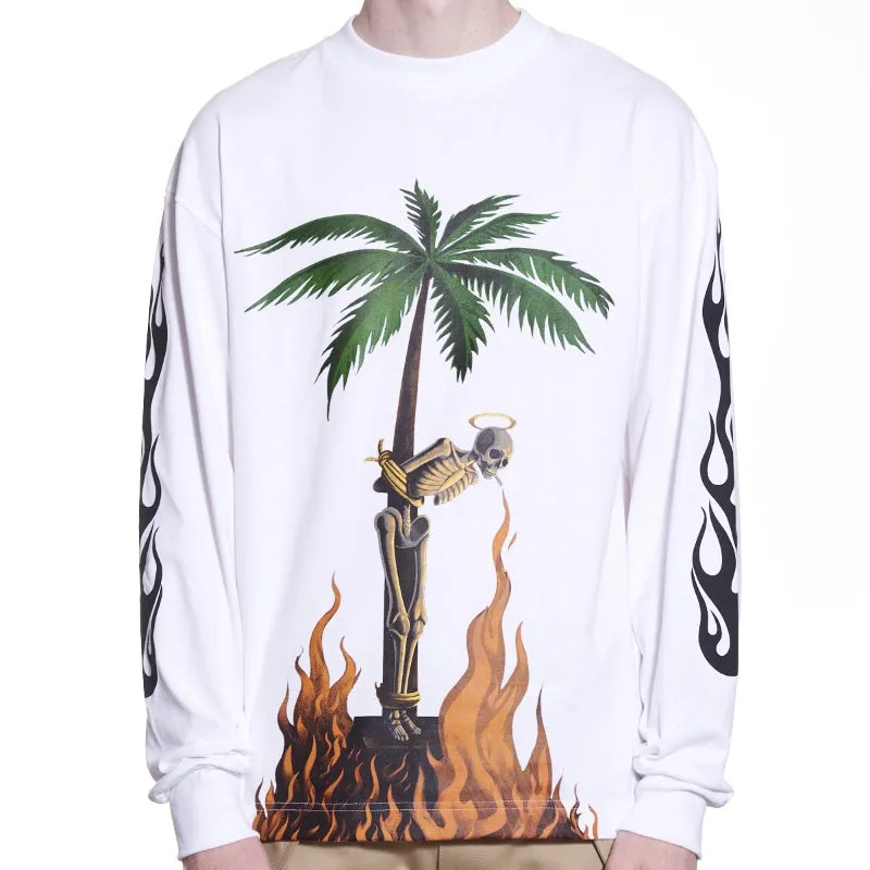 Palm Angels Hoodie Flame Skull Letter Long Sleeve T-shirt Men 'S Loose