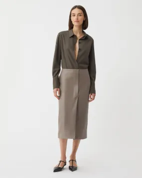 Phoebe Skirt in Nappa Leather, Smog