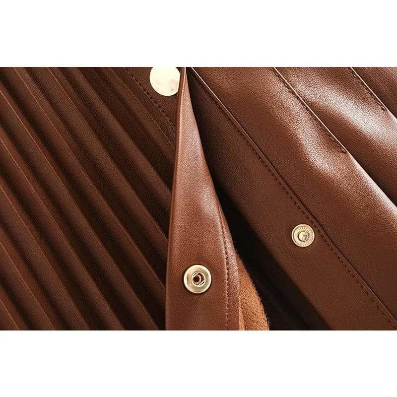 PLEATED FAUX LEATHER SKIRT