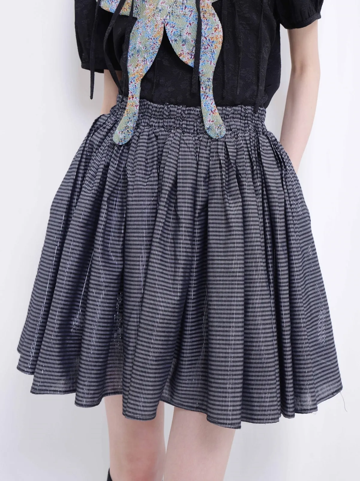 Pleated Flare Plaid Short Skirt