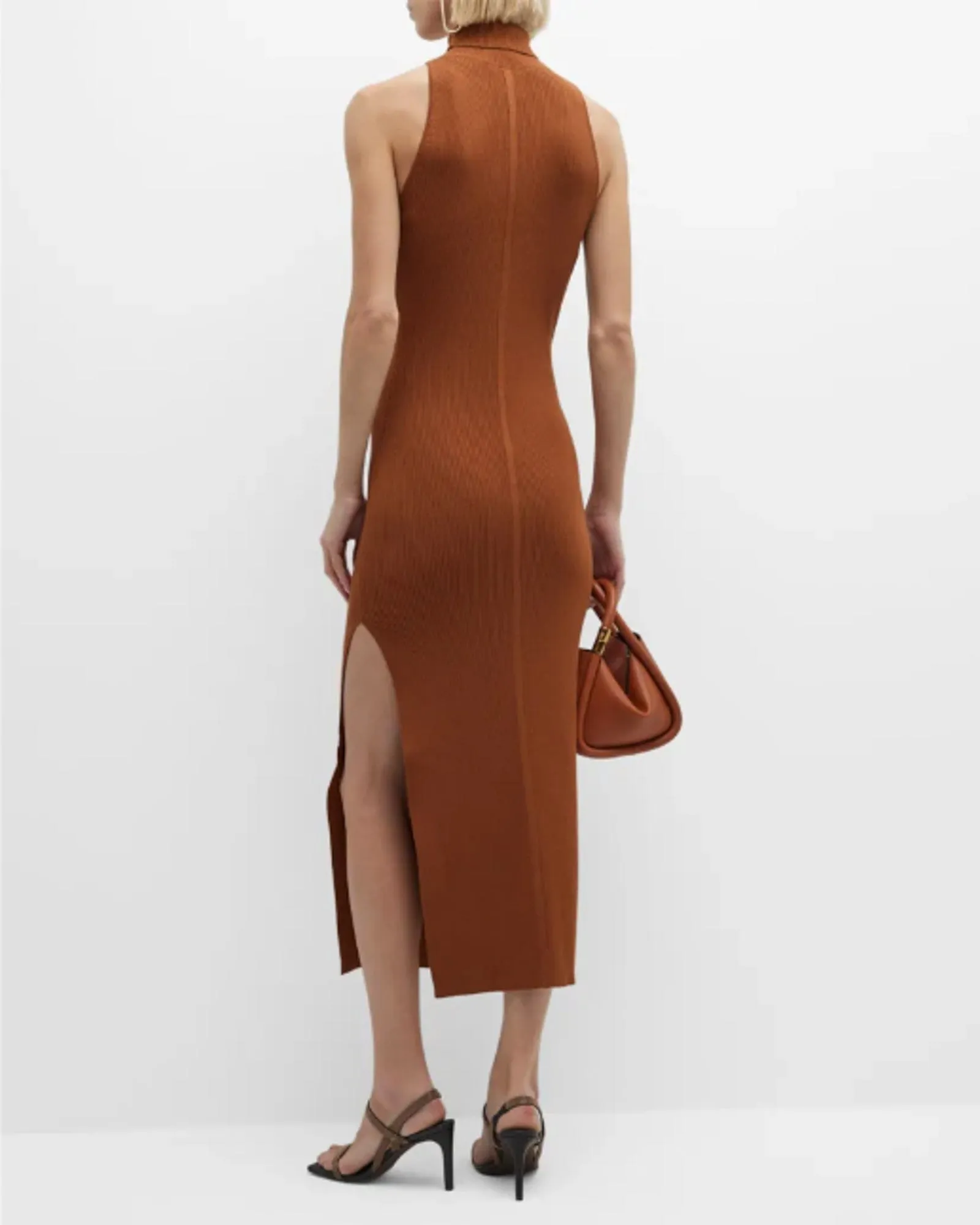 "Gia" Sleeveless Turtleneck Midi Dress