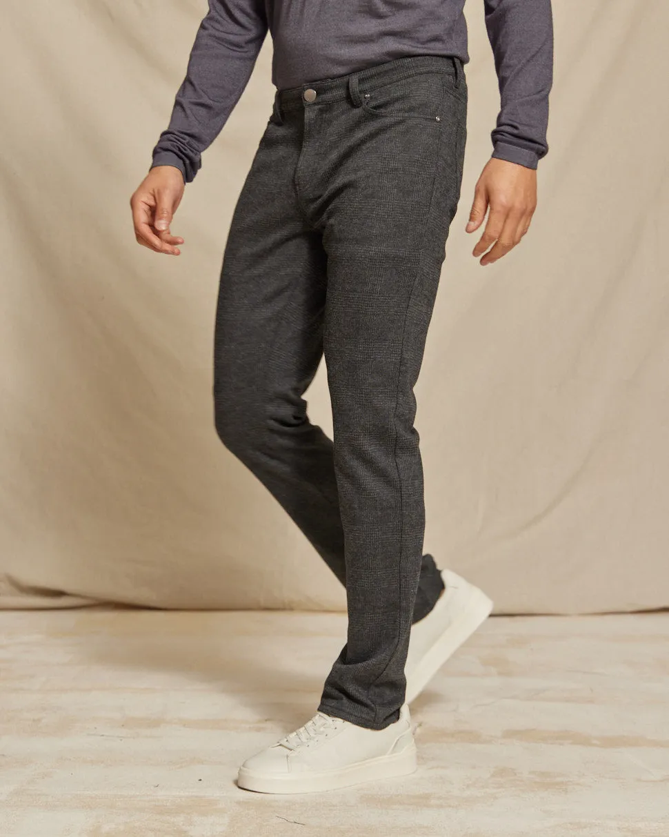 R51 Pant - Brushed Knit 5-Pocket Check - Charcoal Heather