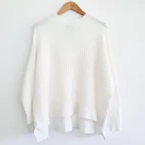 Ribbed Funnel Neck Jumper in Ivory