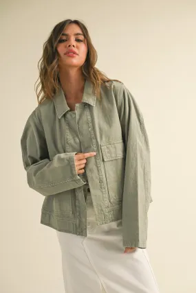 Sage Cotton Denim Jacket