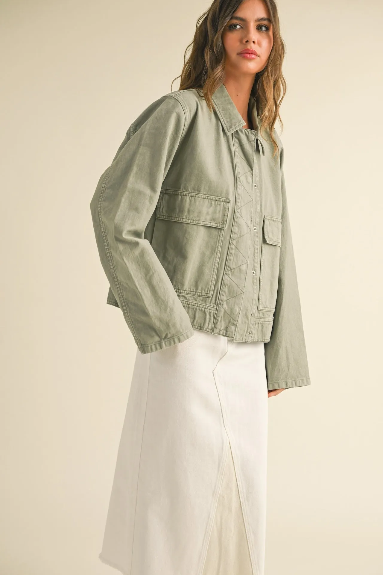 Sage Cotton Denim Jacket