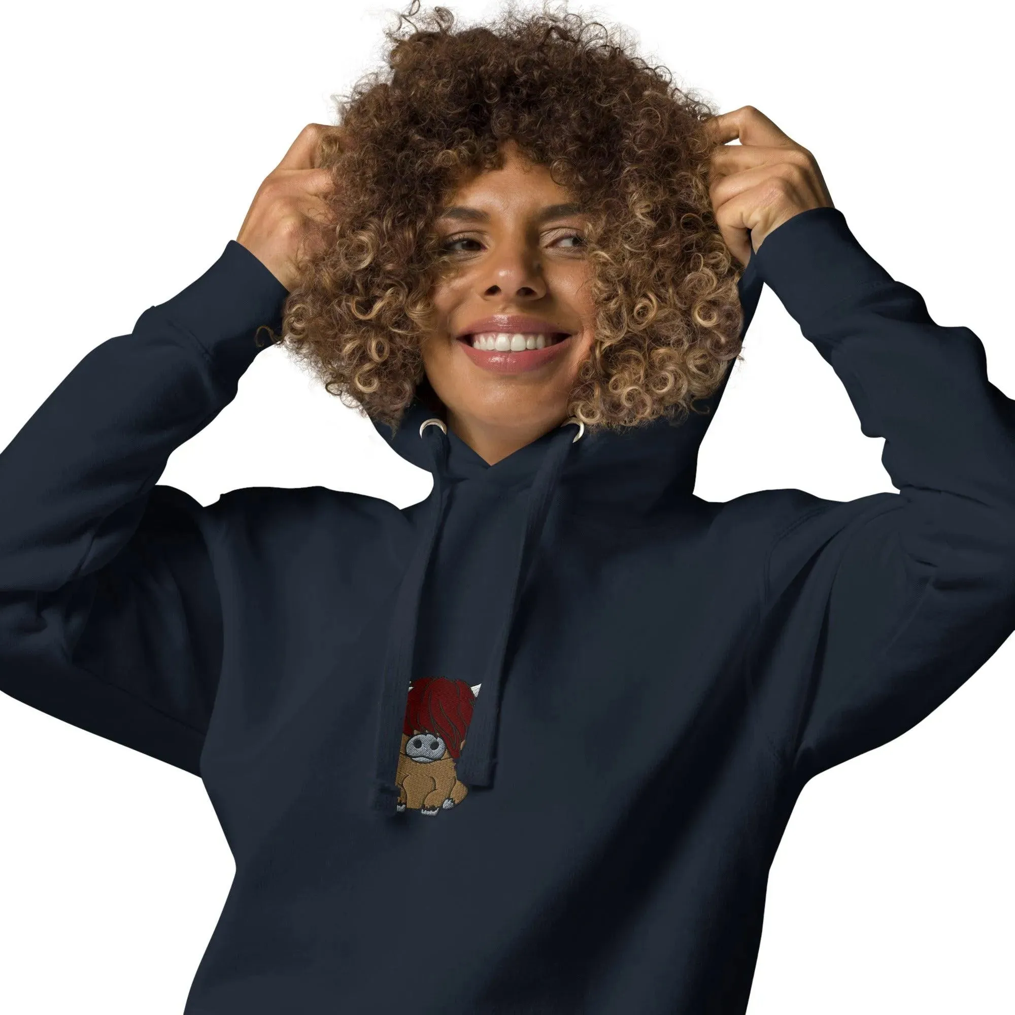 Scottish Higland Cow Embroidered Hoodie